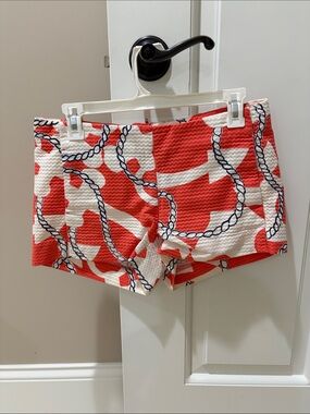 Lilly Pulitzer Coral, White & Navy Rope-Print Casual Shorts.  Super Cute